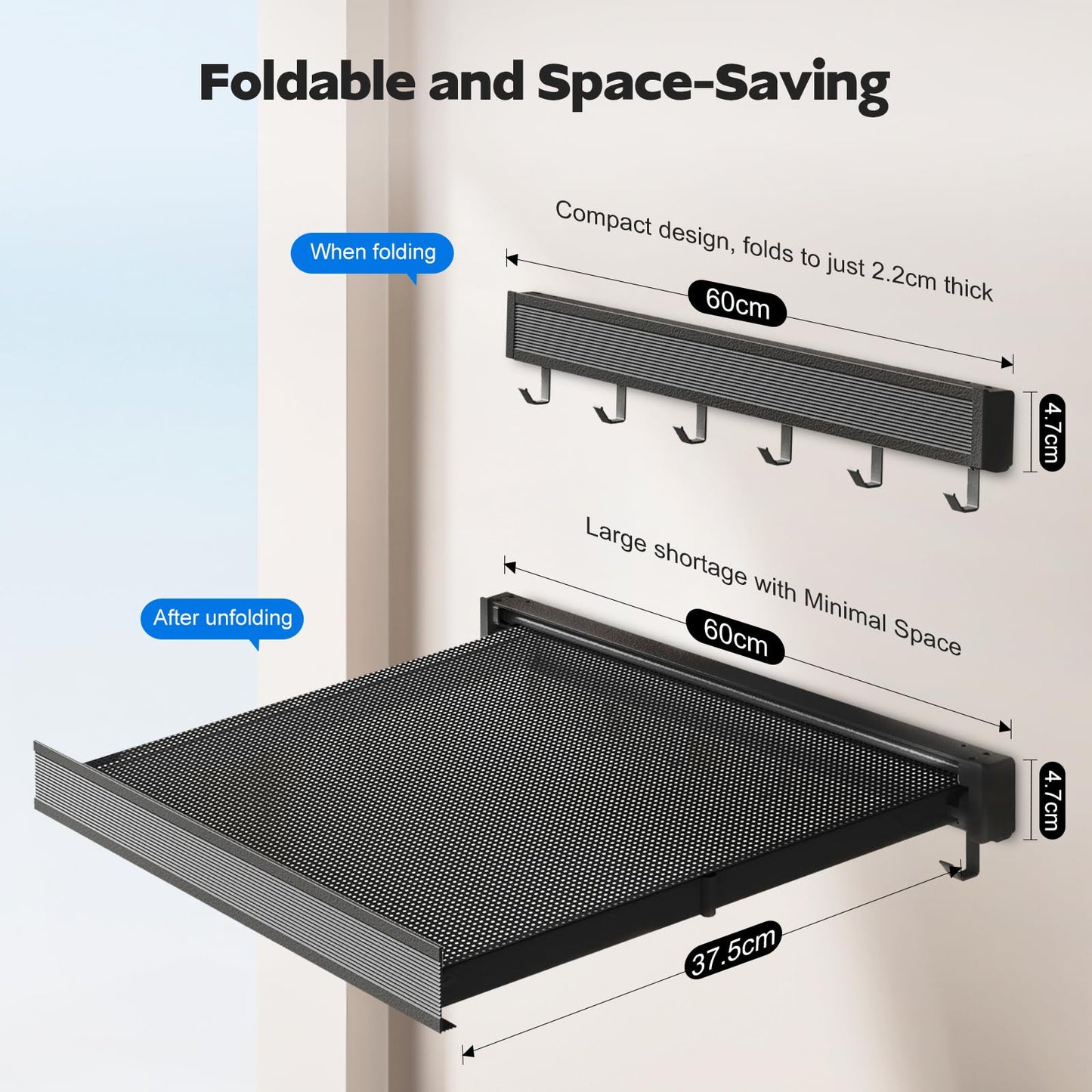 Rocollos 2-in-1 Space-Saving Wall-Mounted Towel Rack