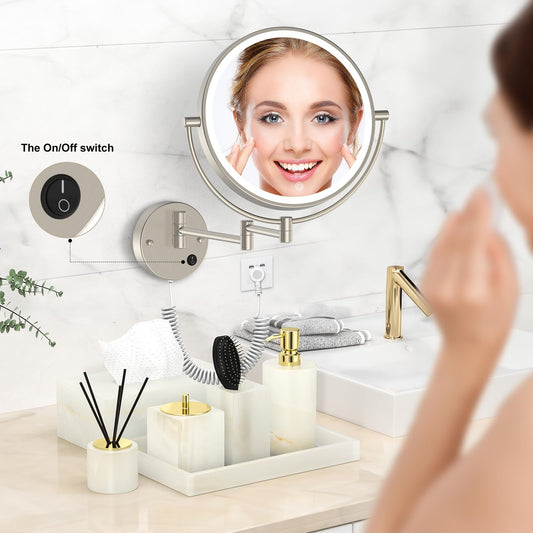 Rocollos 4.0 Nickle-9" Plug-in Wall Mounted Lighted Makeup Cosmetic Mirror