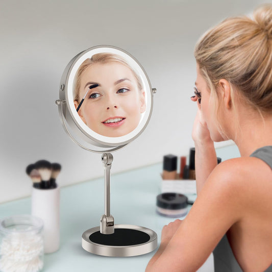 Rocollos 3.0 Nickle-9" Rechargeable Tabletop Lighted Vanity Personal Makeup Mirror