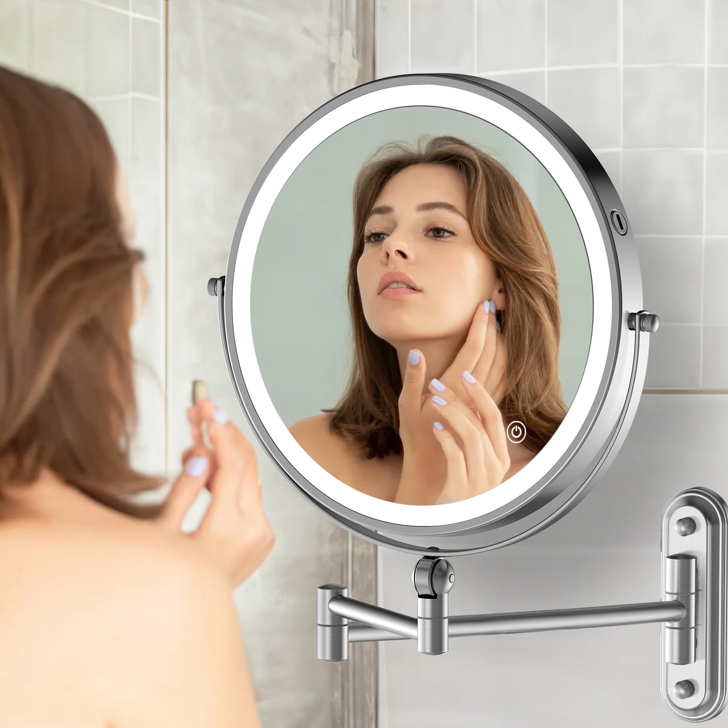 Rocollos 5.0 Chrome-Upgrade Minimal Base 9" Wall Mounted Makeup Lighted Mirror