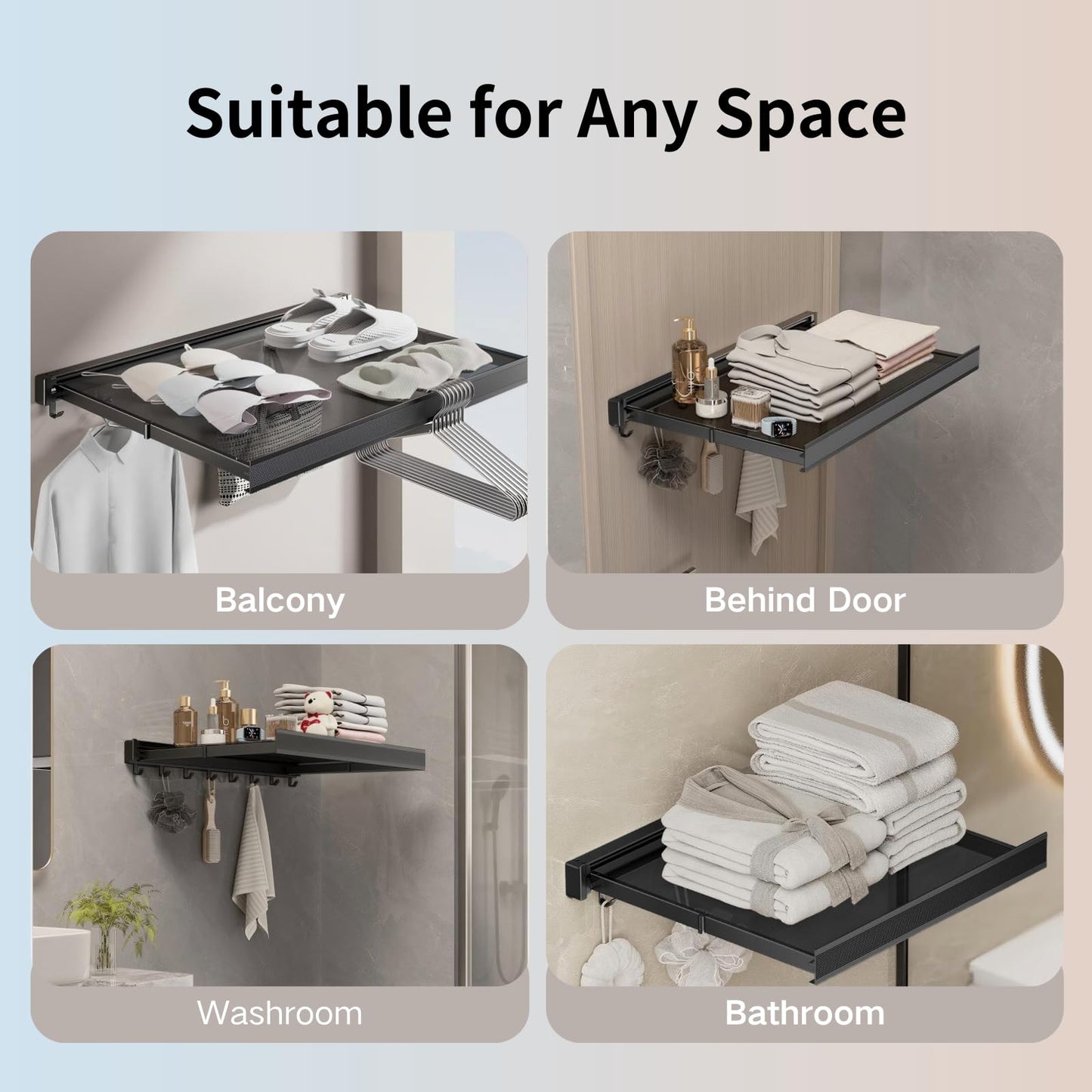 Rocollos 2-in-1 Space-Saving Wall-Mounted Towel Rack